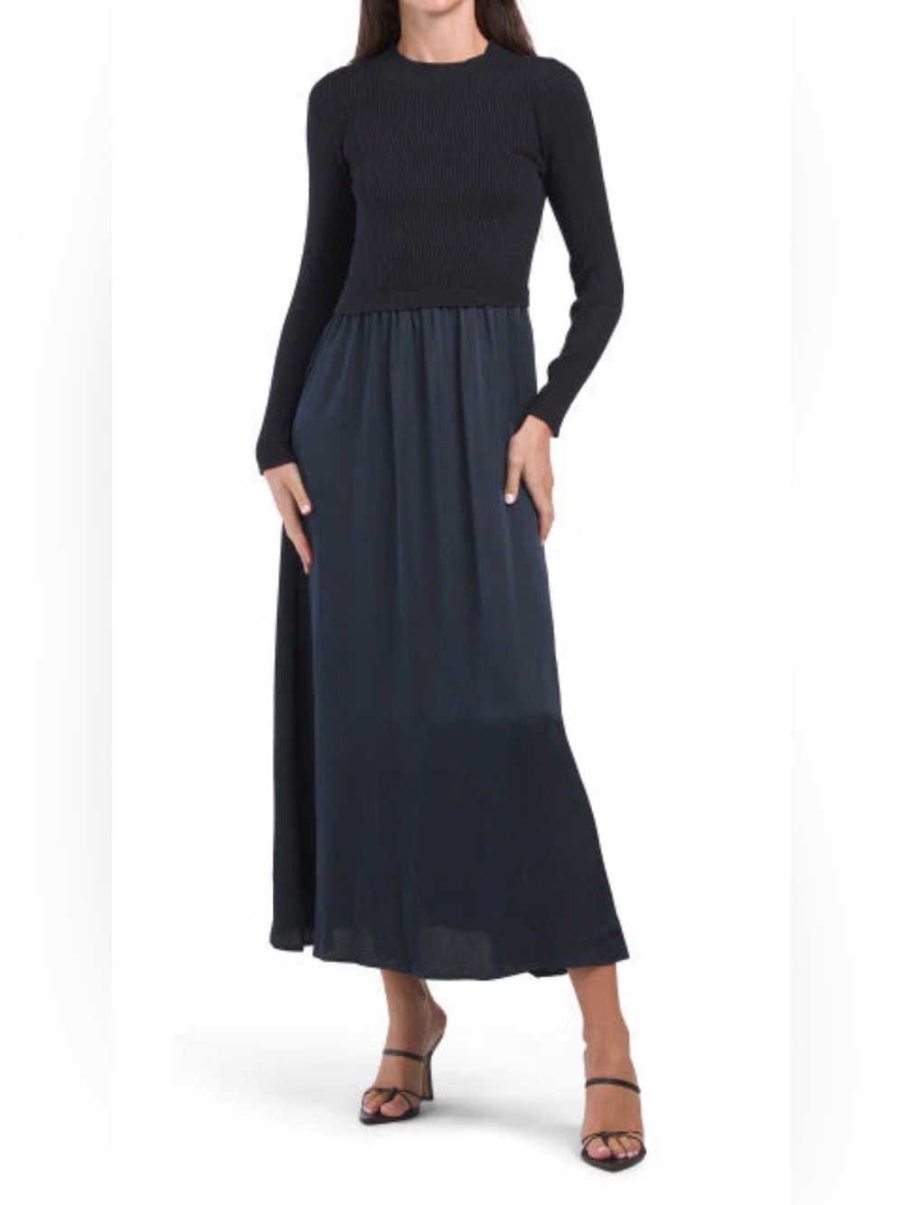 Taylor Navy Maxi Skirt with Gathered Waist